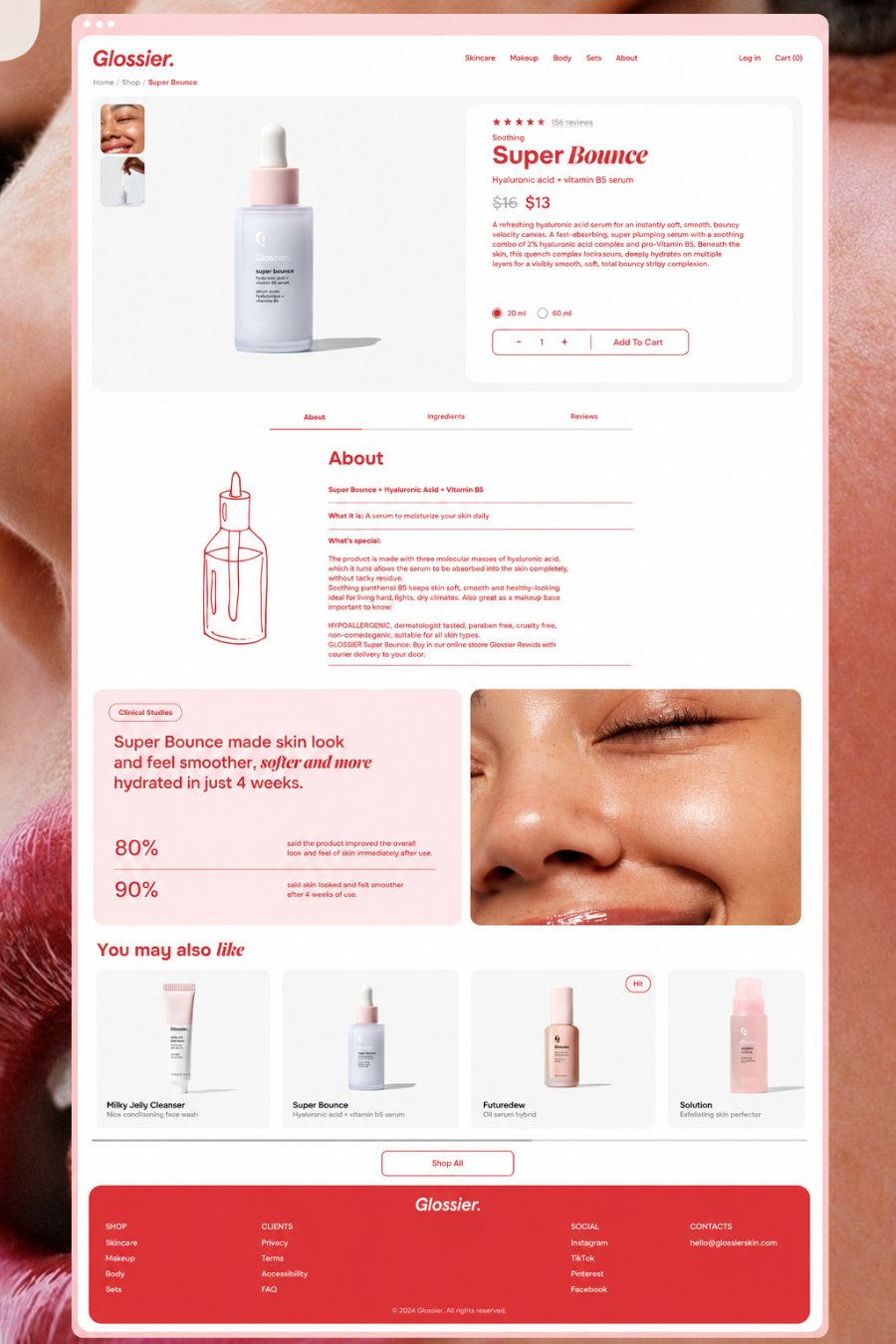 Beauty brand product detail page